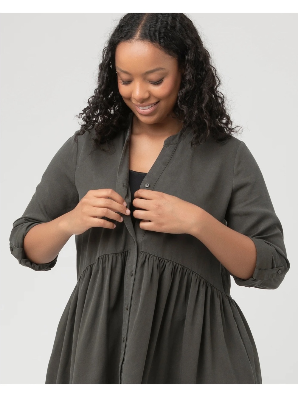 Ripe Olive Nursing and Maternity Button Up Tencel Dress XS - Picture 10 of 14